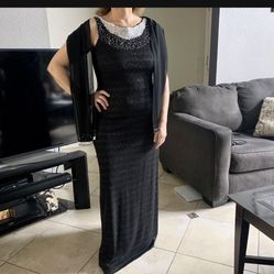 Black Beaded Evening Formal Dress Size 14