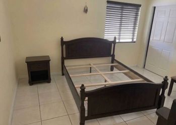 Full size bed frame with night stand