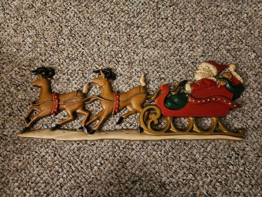 Sexton Metal Christmas Santa Sleigh Wall Hanging