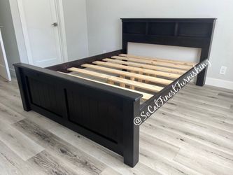 Black queen bed frame