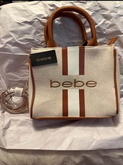 Bebe Canvas Tote Bag with Crossbody Strap