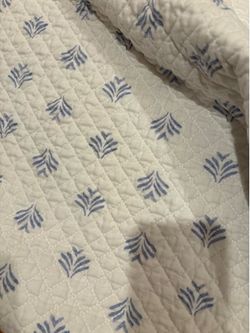 Pretty white and blue quilt with shams new