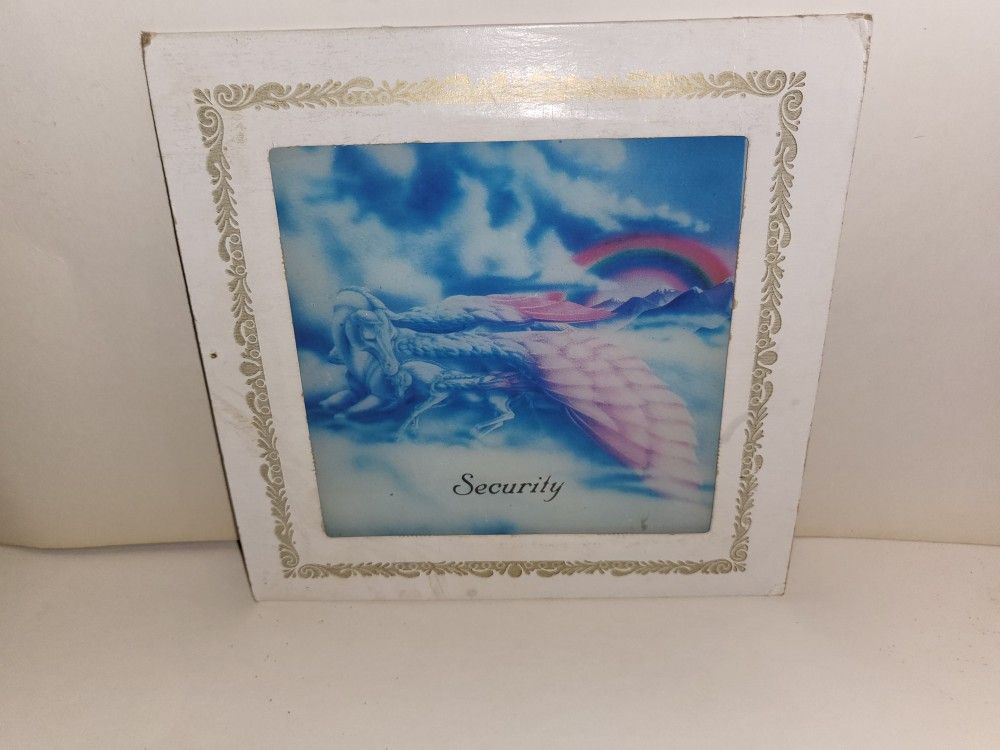 Unicorn Mirror Carnival Prize Security  Vintage 1987 Framed 8"x8"