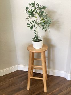 Wood stool bohemian/farmhouse style