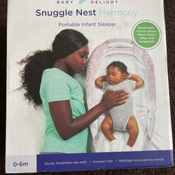 Baby Delight Snuggle Nest Harmony Portable Infant Sleeper ~Pink & White Open Box