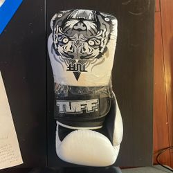 TUFF Muay Thai Boxing White Tiger Gloves  