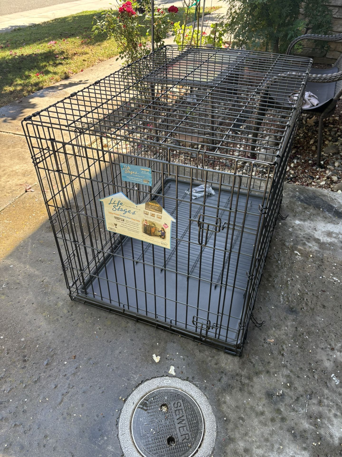 Heavy Duty Collapsible , Folding Metal Pets Crates & Carries 42”x 28”x31” Double Door & Divider