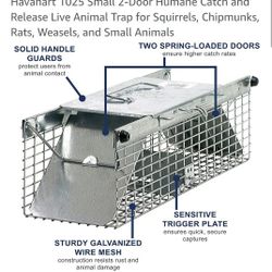 Havahart 1025 Small 2-Door Humane Catch and Release Live Animal Trap for Squirrels, Chipmunks, Rats, Weasels, and Small Animals