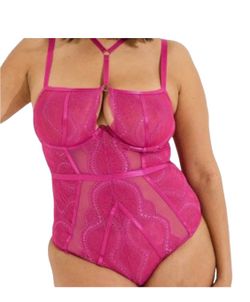 Torrid Fuchsia Pink Boudoir Strappy Bodysuit