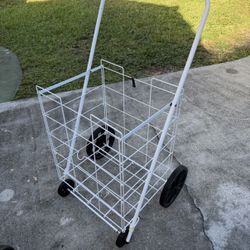 White Rolling Utility Shopping Cart Lknew