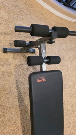 VEVOR Sit Up Bench, Curved Decline Ab Bench with Reverse Crunch Handle, with 6 Adjustable Height Setting, Heavy Duty Steel, 600 Lbs Capacity for Home 