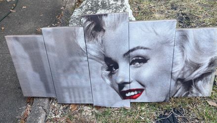 Marilyn Monroe Multi-Panel Wall Art Print, Black & White with Red Lips