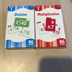 2 Set FlashKids Math Multiplication And Division Flash Cards.