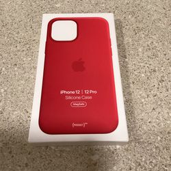 Genuine Apple iPhone 12 Silicone Case - Red.  (New, Unopened)