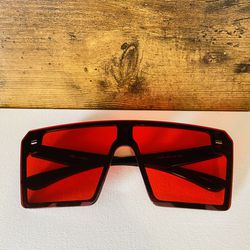 Red Square-Shield Hybrid Sunglasses