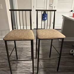 Metal Frame Bar Stools- Brown