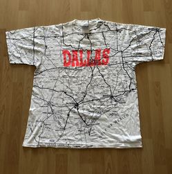 Vintage 90s DALLAS Texas Map All Over Print Tee Size XL