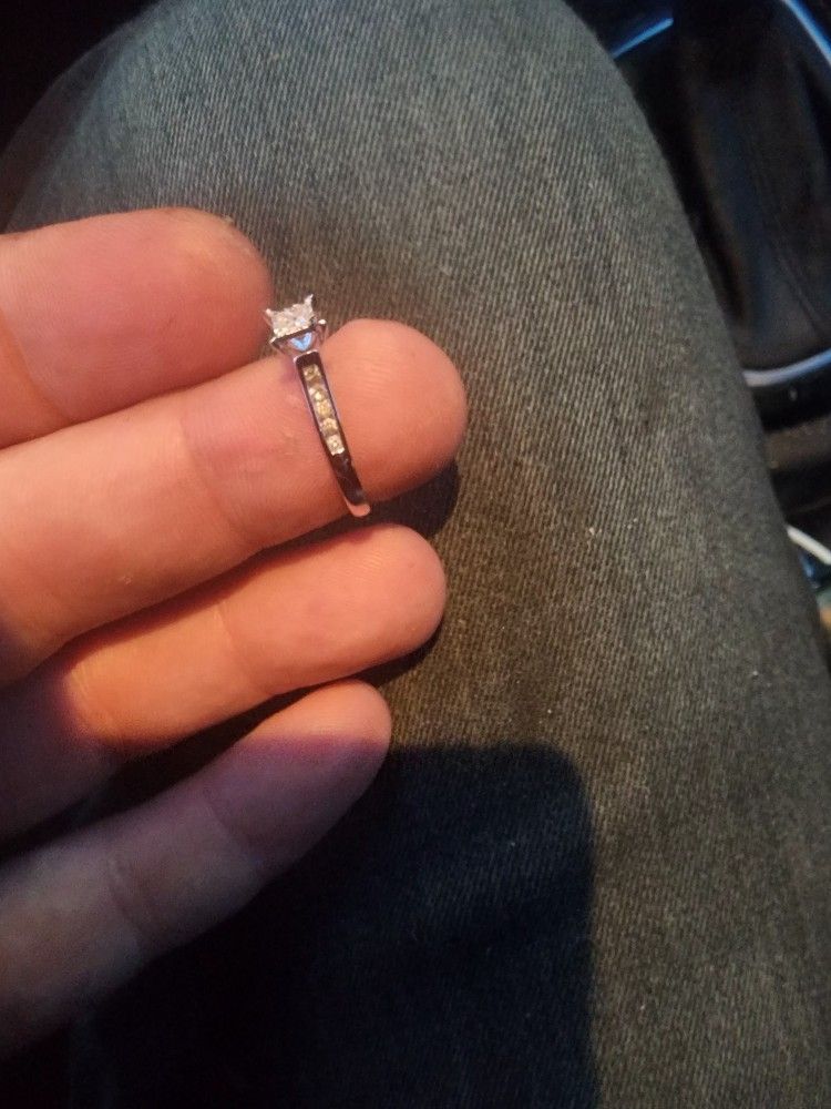 10k White Gold Ring 1/2 Carat Center Diamond