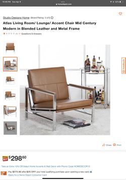 Atlas Lounge/ Accent Chair Mid Century Modern in Blended Leather