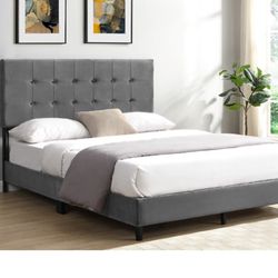 Brand New Queen Size Grey Bed Frame With New Mattress/Fast Delivery 