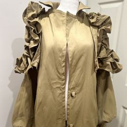 Elegant Ruffled Trench Coat 