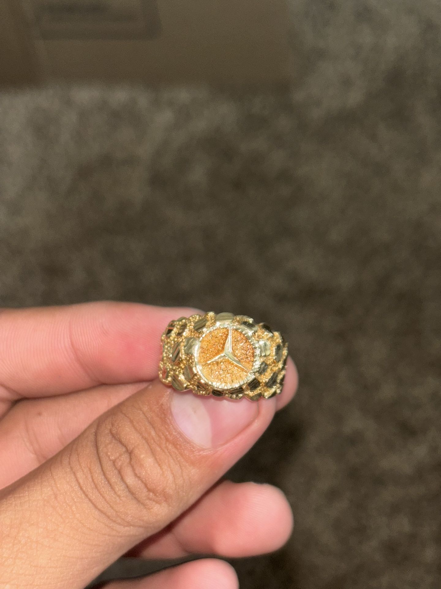 10k Yellow Gold Mercedes Nugget Ring