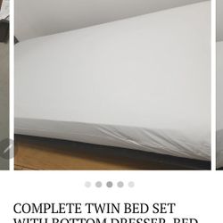 COMPLETE TWIN BED SET WITH BOTTOM DRESSER, BED AND FRAME (HOME4)