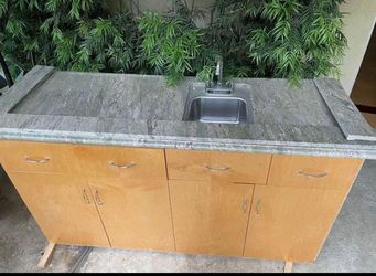 Custom Made Bar Cabinet With Sink And Granite Top