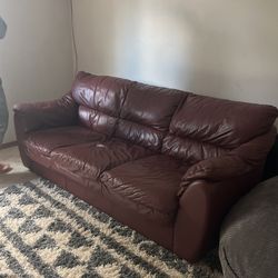 Leather Couch And Chair With Ottoman