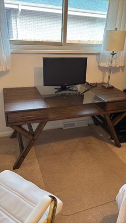 Wood and Glass Top Writing Desk
