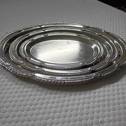 Antique Chrome Serving Trays 