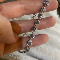 Gorgeous Ceylon Blue Sapphire and Zircon Bracelet - new - 7.25”