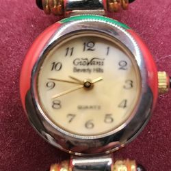 Vintage Giovani Beverly Hills Two-Tone Twisted Cable Bangle Cuff Watch
