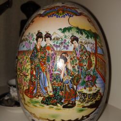 Satsuma Porcelain Egg 9 Inch