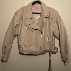 PLUS SIZE FAUX LEATHER MOTO JACKET SIZE: 1X