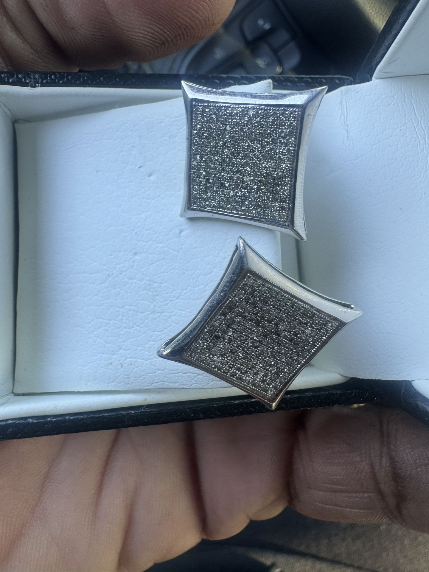 Diamond earrings, silver