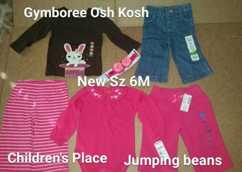 New 6 pc lot Sz 6M 6 months baby girls clothing lot OshKosh B'gosh Gymboree The Children's Place and Jumping Beans nwt