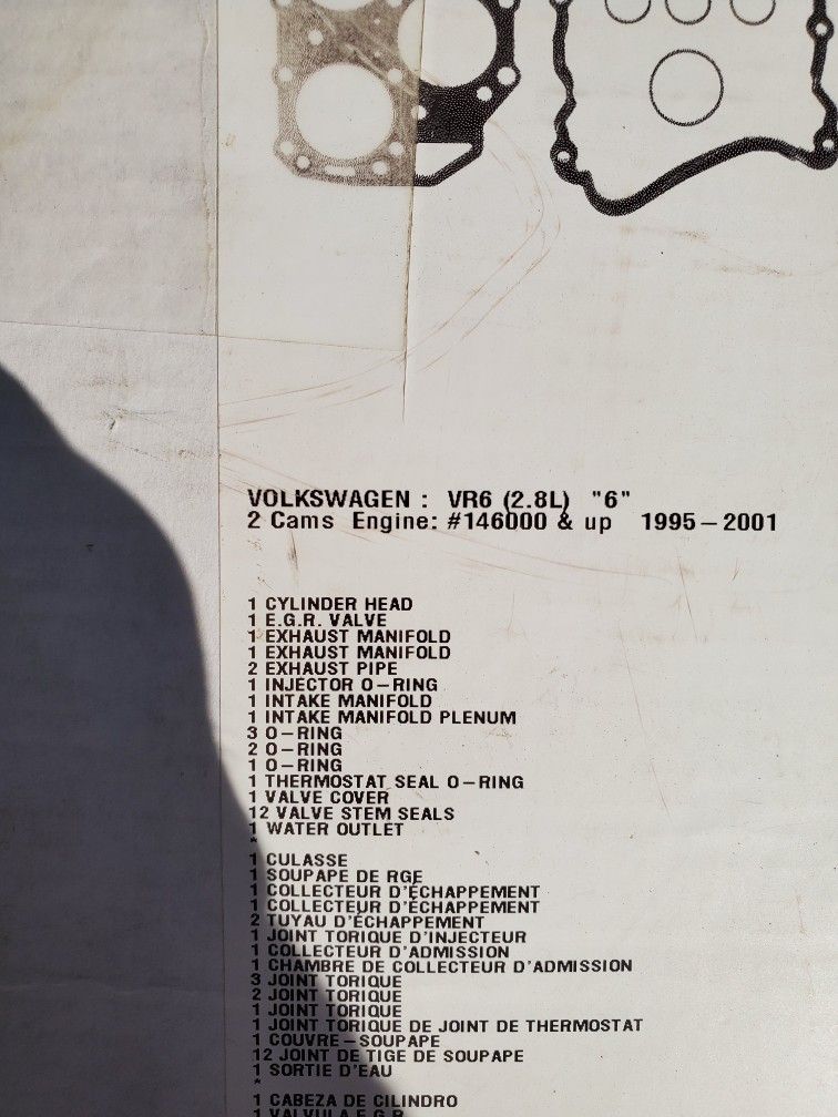 VW VR6 Gasket Set for Sale in Tooele, UT OfferUp