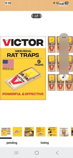 Victor Wide Pedal Snap Rat Traps, 9-Pack, FSC Certified Wood
Large Trip Pedal Indoor Outdoor Rodent nib