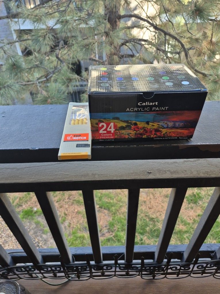 New! Caliart 24 Acrylic Paint Set & Brush Bundle- Starter Kit