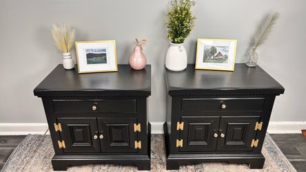 Black Nightstands Golden Knobs Delivery