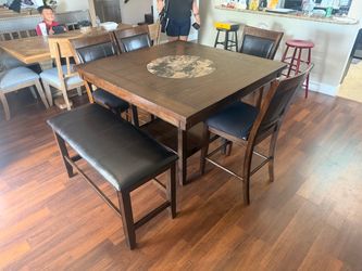 Table Set with Chairs and Bench