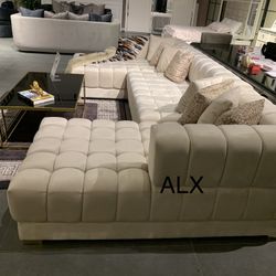 Double Chaise Sectional Velvet Brand New 