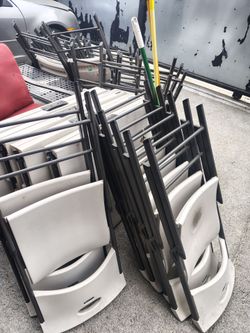 20 Lifetime folding white chairs with 4 matching folding tables
