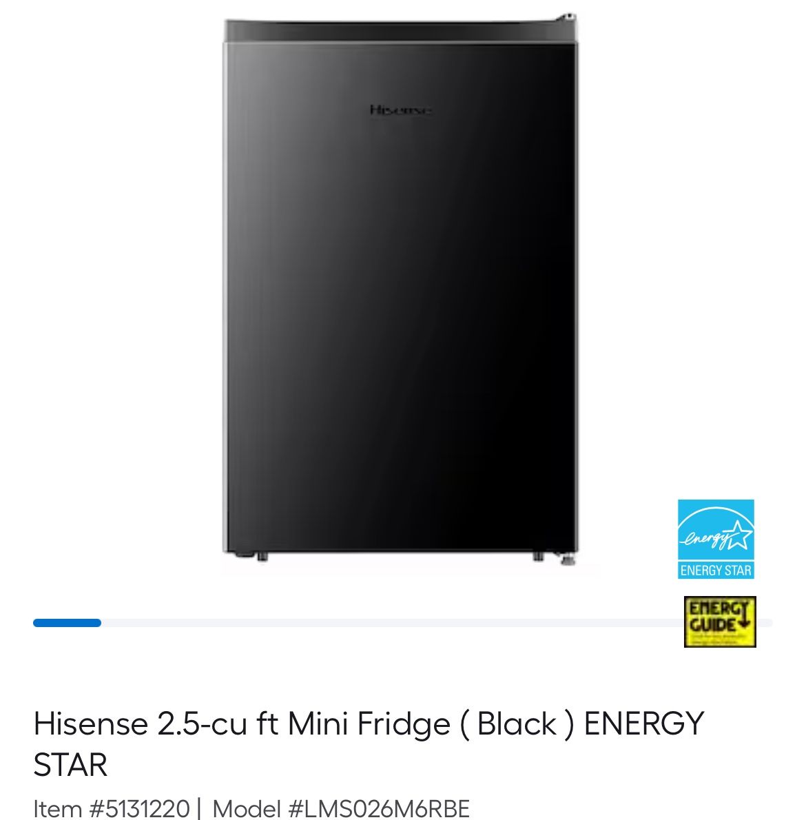 Hisense 2.5-cu ft Mini Fridge ( Black ) ENERGY STAR