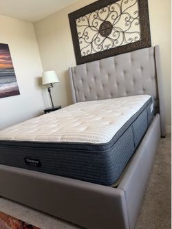 Queen bed and Beautyrest SILVER mattress set