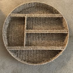 circle wicker storage shelf