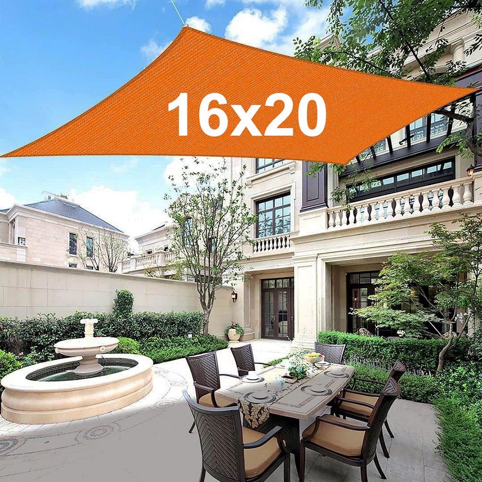 (NEW) $35 Rectangle 16x20’ Sun Shade Sail Outdoor Patio Top Cover, (Orange color)