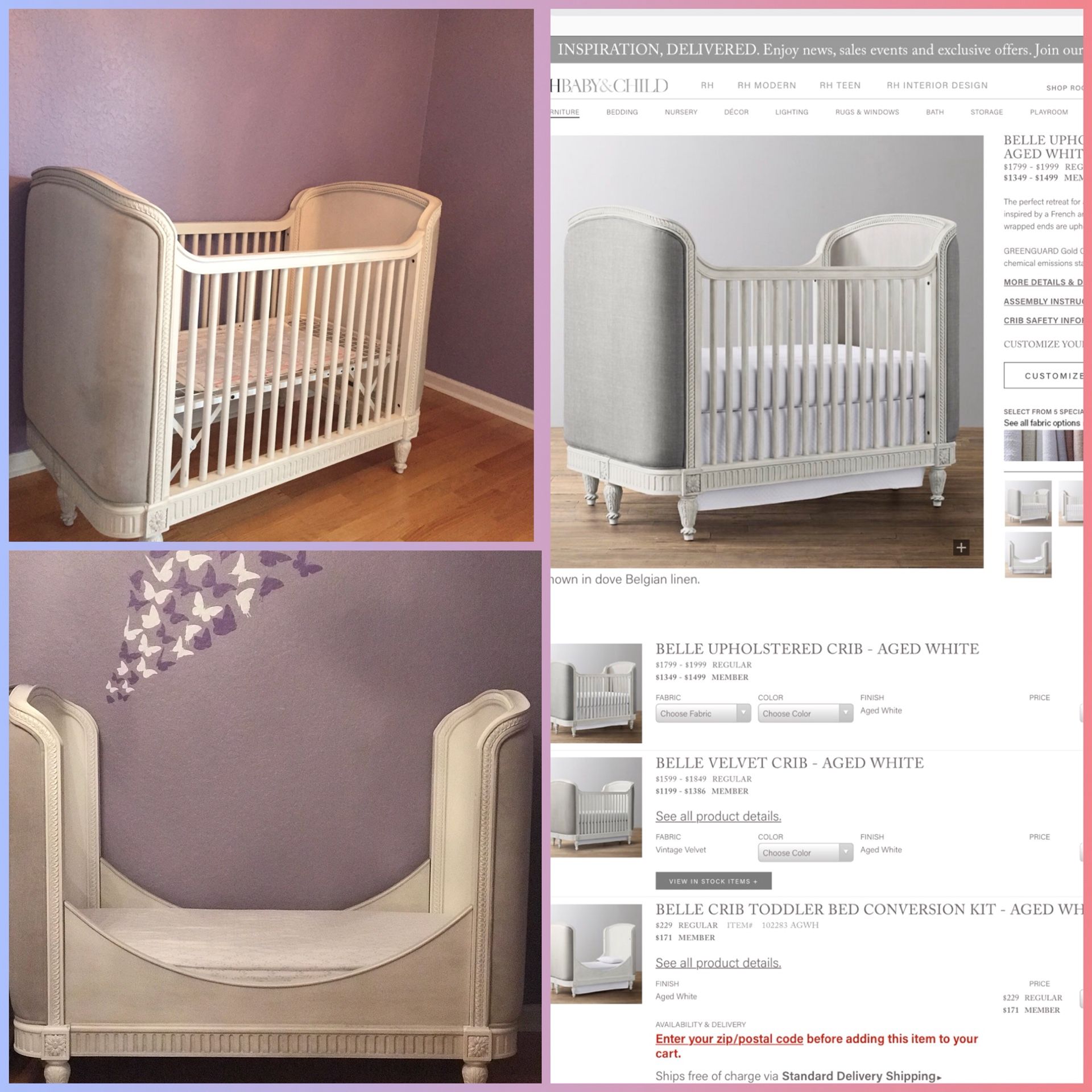 Never been used Restoration Hardware Crib and Conversion Kit for