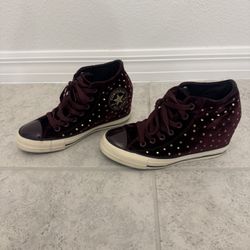Converse velvet wedge shoes